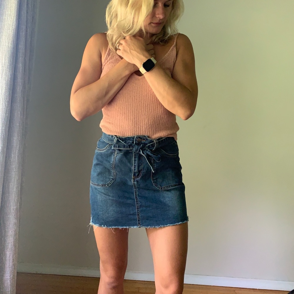 Paperbag Denim Jean Skirt - M